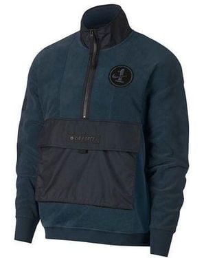 Nike Splicing Polar Fleece Cardigan Stand Collar Pullover - Blue