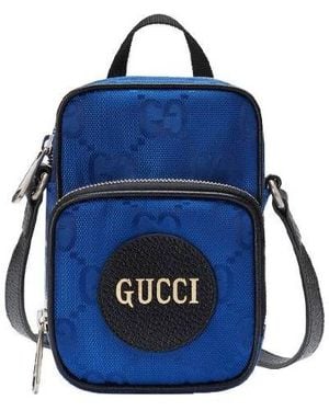Gucci Off The Grid Otg Environmental Friendly Series Logo Leather Logo Nylon Handbag Mini - Blue