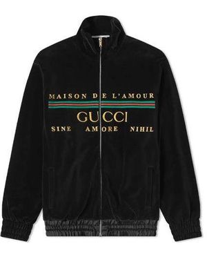 Gucci Chenille Embroidered Zip Up Jacket - Black