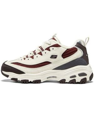 Skechers (Wmns) D'Lites Zip Along Shoes Burgundy' - White