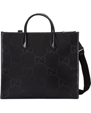 Gucci Jumbo Gg Canvas Tote Bag - Black