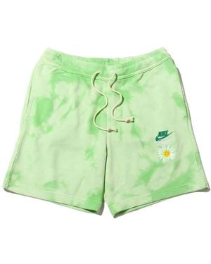 Nike Sportswearfrench Terry Solid Colour Logo Flowers Embroidered Casual Shorts Light - Green