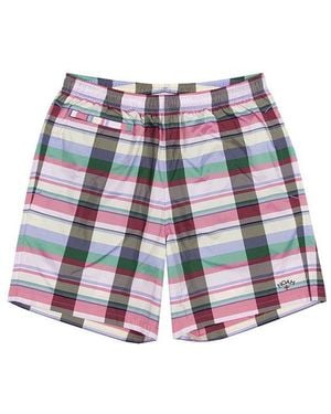 adidas Originals X Noah Water Repellent Shorts Waterproof Plaid - Red