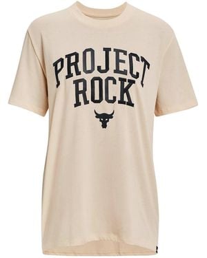 Under Armour (Wmns) Project Rock Heavyweight Campus T-Shirt 'Peach Puff' - Natural