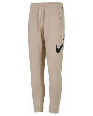 Nike Solid Colour Logo Casual Knit Sports Pants/Trousers/Joggers Khaki - Natural