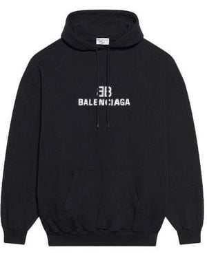Balenciaga (Wmns) Bb Pixel Fleece Drawstring Hooded Long Sleeves Hoodie - Blue