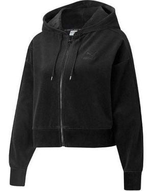 PUMA (Wmns) Casual Embroidered Zipper Short Hooded Jacket - Black