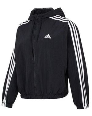 adidas (Wmns) Essentials 3-Stripes Woven Windbreaker Asia Sizing - Black