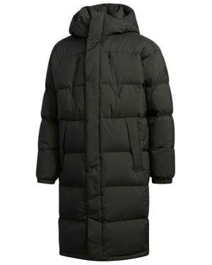 adidas Puffy Long Down Stay Warm Outdoor Sports Hooded Down Jacket - Black