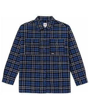 Vans (Wmns) Contrasting Colors Plaid Logo Printing Long Sleeves Shirt - Blue