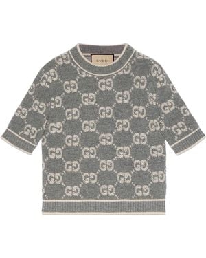 Gucci (Wmns) Gg Wool Boucl Jacquard Top Ivory' - Grey