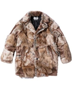 Supreme X Mm6 Maison Margiela Patchwork Faux Fur Coat Tan' - Brown