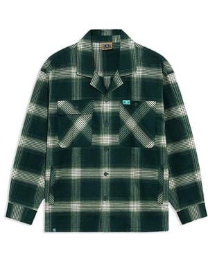 Li-ning Badfive Sports Basketball Series Plaid Loose Casual Long Sleeves Shirt 'Dark' - Green