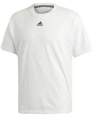adidas M Mh 3S Tee Stripe Sports Round Neck Short Sleeve - White