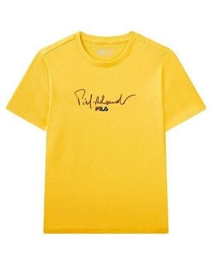 Fila (Wmns) Alphabet Logo Round Neck Casual Short Sleeve - Yellow