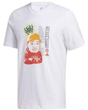 adidas Donovan Social Casual Basketball Sports Short Sleeve - White