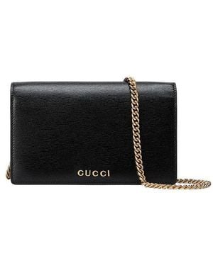Gucci (Wmns) Chain Wallet With Script Leather' - Black