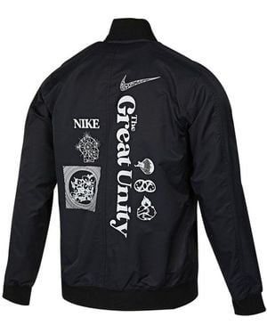 Nike Sportswear Alphabet Logo Printing Athleisure Casual Sports Woven Jacket Autumn - Blue