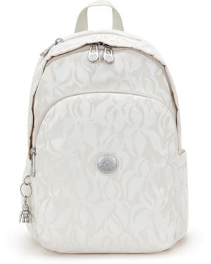 Kipling Backpack Delia Palm Beige Jacquard Medium - White