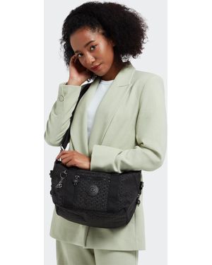 Kipling Shoulder Bag Art Mini Palm Beige Jacquard Small - White