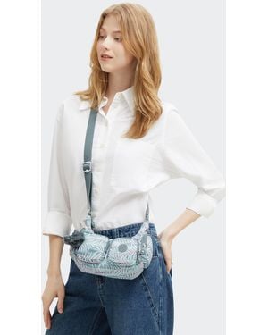 Kipling Crossbody Bag Rikka Mini Palmtree Leaves Small - Blue