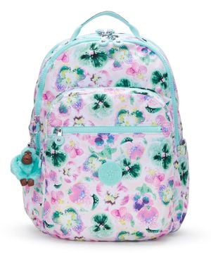 Kipling Backpack Seoul Lap Pink Palm Large