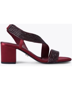 Carvela Kurt Geiger Gala 60 Jewel Block Heel - Wine Crystal Slingback Heel - Red