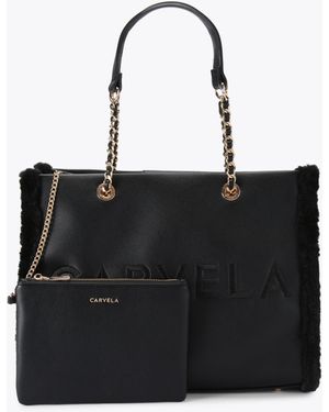 Carvela Kurt Geiger Frame Fur Tote Bag - Black