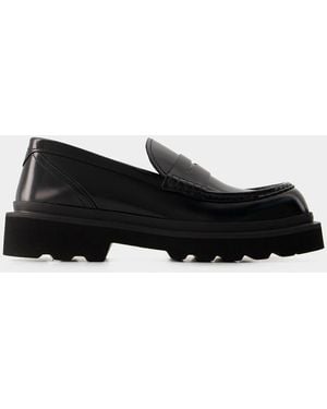 Dolce & Gabbana Classic Italian Leather Mocassins With Penny Slot Detail - Black