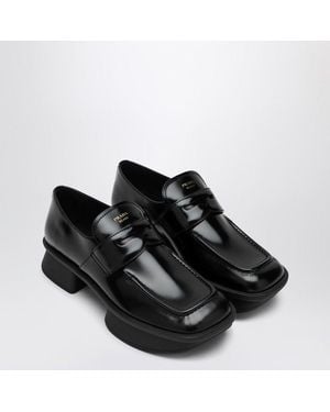Prada Vintage Effect Nappa Leather Moccasins For in Black | Lyst