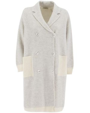 Panicale Elegant Double-Breasted Warm Jacket For - White