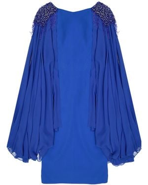 Ivan Montesi Beaded Shoulders Mini Dress - Blue
