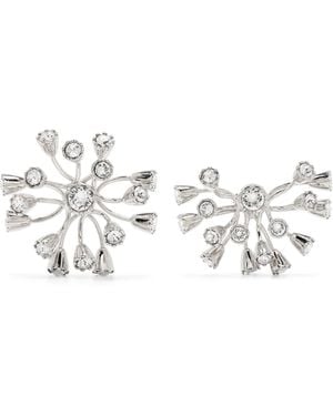 Lanvin Asymmetrical Metallic Earrings - White