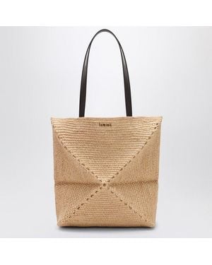 Loewe Mini Natural Raffia Puzzle Fold Tote Handbag