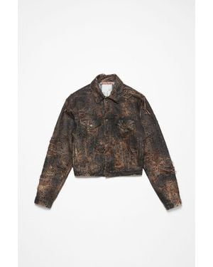 Acne Studios Distressed Monogram Coated Denim Jacket For - Brown