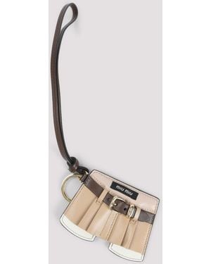 Miu Miu Mini Lamb Leather Key Ring - Metallic