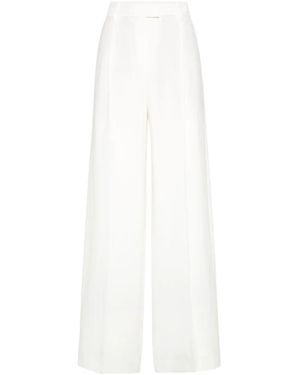 Brunello Cucinelli Tailored Viscose And Linen Straight Leg Pants - White
