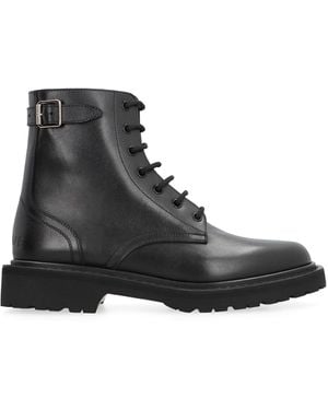 Celine Ranger Leather Lace-Up Boots - Black