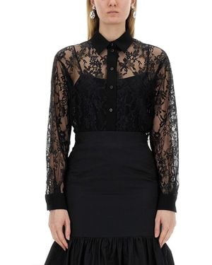 Moschino Lace Detail Shirt - Black