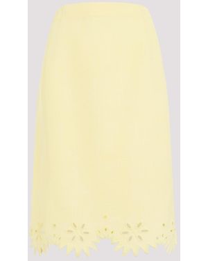 Bottega Veneta Embroidered Grainy Midi Skirt - Yellow