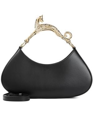 Lanvin Large Hobo Handbag With Cat Handle - Black