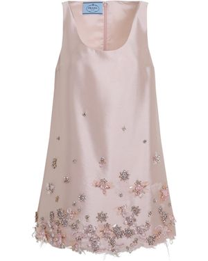 Prada Embroidered Mini Dress - Pink