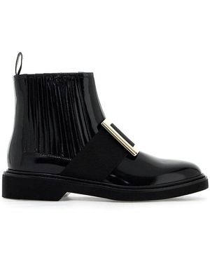 Roger Vivier Brushed Leather Ankle Boots - Black