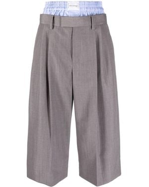 Alexander Wang Double-Waist Cropped Pants - Gray