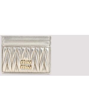 Miu Miu Mini Lamb Leather Cardholder - Metallic