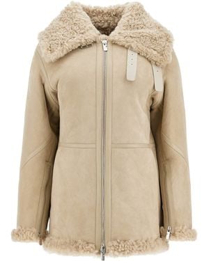 Burberry Shearling Aviator Jacket For - Natural
