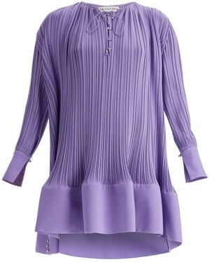 Lanvin Short Pleated Dress With Ruffles - Purple
