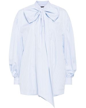 Simone Rocha Sky- Cotton Relaxed Fit Shirt With Bow Collar - Blue