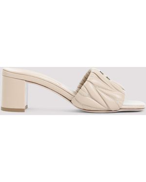 Miu Miu Lamb Leather Mini Sandals With 6.5Cm Heel - Natural