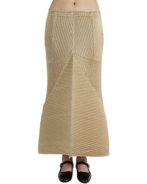 Issey Miyake Wrapped Suede Like Pleats Skirt - Natural